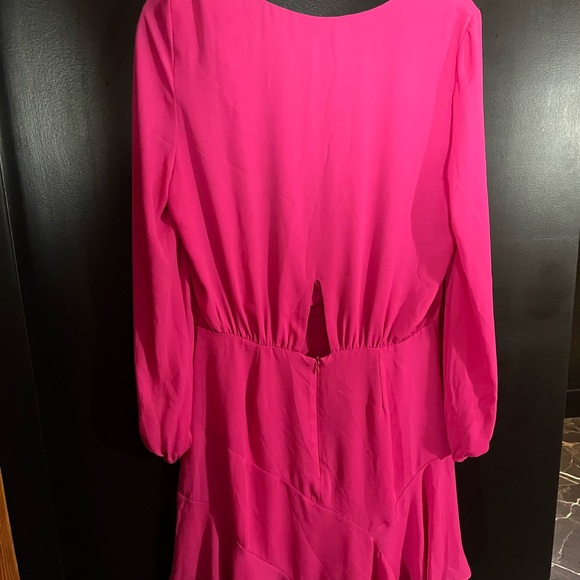 Elegant Fuchsia V-Neck Mini Dress - Picture 2 of 3